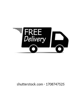 Free delivery symbol, black on a white background, black car