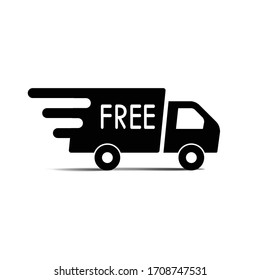 Free delivery symbol, black on a white background, black car