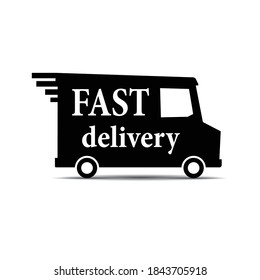 Free delivery symbol, black on a white background, black car