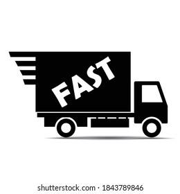 Free delivery symbol, black on a white background, black car