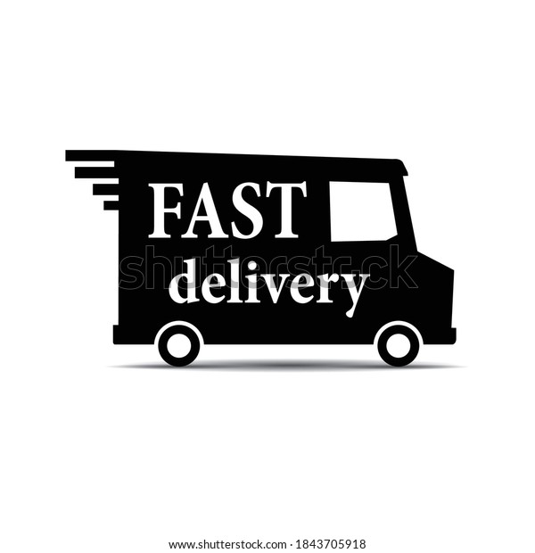 Free delivery symbol, black on a white background,
black car