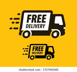 Free delivery symbol. Truck, freight transportation icon or symbol. Vector illustration