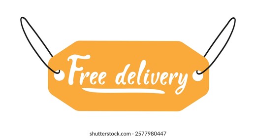 Free delivery tag promoting delivery services for various businesses online