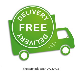 Free Delivery Truck In Green For Transportation Business