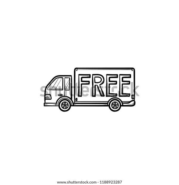 Free delivery truck hand drawn outline doodle\
icon. Free shipping, delivery service and courier concept. Vector\
sketch illustration for print, web, mobile and infographics on\
white background.