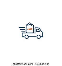Free delivery truck icon design isolated on white background. Vector illustration
