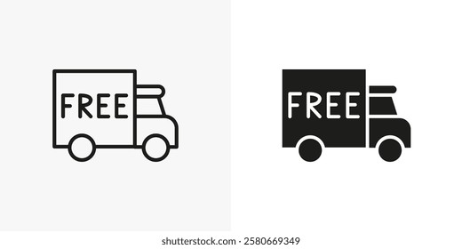 Free delivery truck icon. Express shipping and logistics vector illustration. Cargo and freight transport service. Fast transportation and distribution concept.