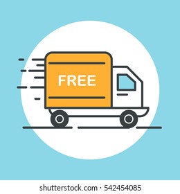 Free delivery truck icon. Flat design vector illustration.