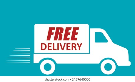 free delivery truck, free delivery icon, Delivery van, Van cargo Box, Fast and free shipping, fast shipping