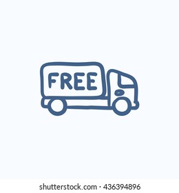 Free delivery truck vector sketch icon isolated on background. Hand drawn Free delivery truck icon. Free delivery truck sketch icon for infographic, website or app.