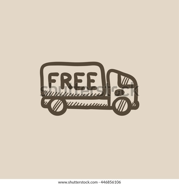 Free delivery truck vector\
sketch icon isolated on background. Hand drawn Free delivery truck\
icon. Free delivery truck sketch icon for infographic, website or\
app.