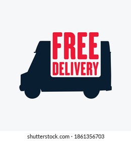 Free Delivery Van truck icon isolated on white background. Vector illustration.