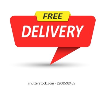 FREE DELIVERY. Vector banner, pointer, sticker, label or speech bubble. Template for websites, applications and creative ideas. Vector design