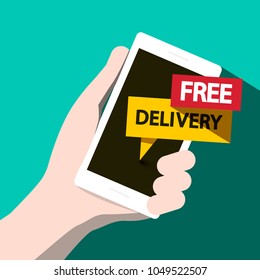 Free Delivery Vector Flat Design Phone