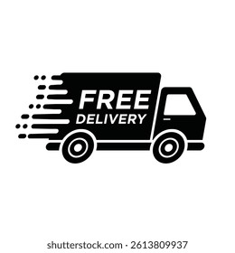 Free delivery vector icon collection, fast shipping, ecommerce transport service icons, courier van and box, logistics symbol design, express order flat illustration, online store graphics pack