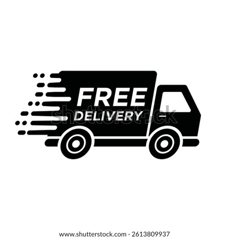 Free delivery vector icon collection, fast shipping, ecommerce transport service icons, courier van and box, logistics symbol design, express order flat illustration, online store graphics pack