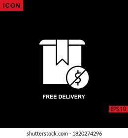 Free delivery vector icon on black background. Illustration flat icon for graphic, print media interfaces and web design.
