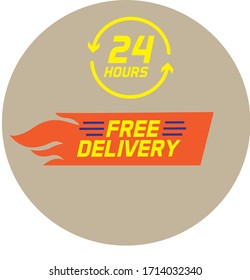 Icono del vector de entrega gratuita. Servicio de entrega . 24H
