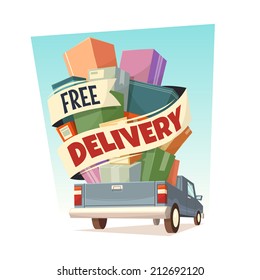 Free delivery. Vector illustration.