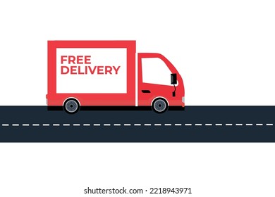 Free delivery vector illustration with car. 