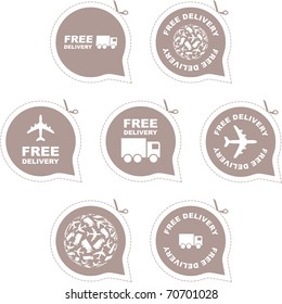 Free delivery - vector seal stamp. Courier icons. Moving truck.