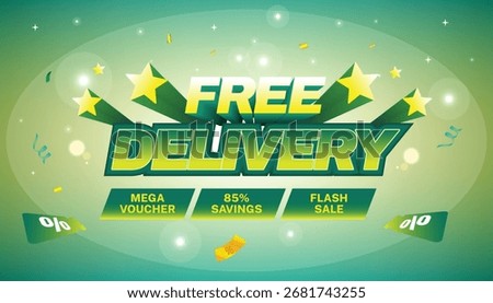 Free delivery visual for e-commerce, social media, and online retail. This modern banner grabs attention and drives sales with its energetic style and clear special offer.