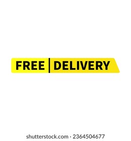 Free Delivery In Yellow Rectangle Parallelogram Shape For Advertisement Marketing

