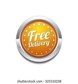 Free Delivery Yellow Vector Icon Button