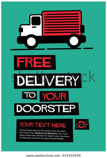 Free Delivery To Your Doorstep Poster with Truck\
and Text Box Template