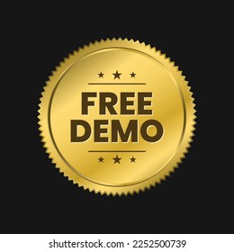 Free demo courses training golden premium icon label badge banner design vector