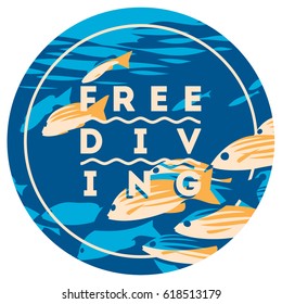 Free Diving and snorkeling design concept and fins flat vector illustration