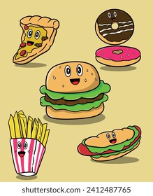 free doodle junkfood vector illustration