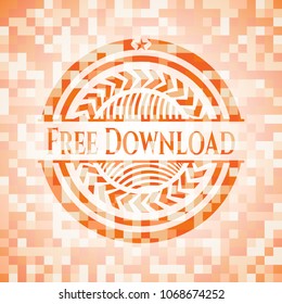 Free Download abstract emblem, orange mosaic background