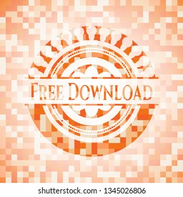 Free Download abstract emblem, orange mosaic background