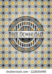 Free Download arabic style emblem. Arabesque decoration.