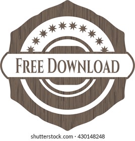 Free Download badge with wooden background