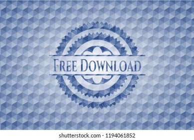 Free Download blue emblem or badge with geometric pattern background.