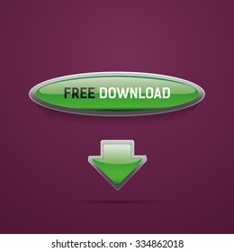 Free download button with green arrow. Vector