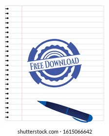 Free Download drawn with pen. Blue ink. Vector Illustration. Detailed.