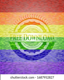 Free Download emblem on mosaic background with the colors of the LGBT flag