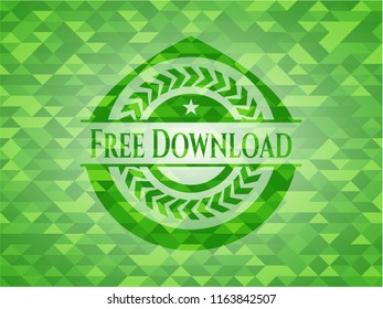 Free Download green emblem. Mosaic background