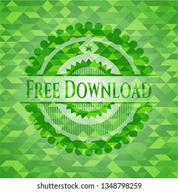Free Download green emblem with mosaic background