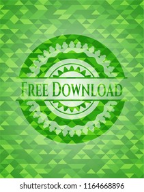 Free Download green emblem with triangle mosaic background