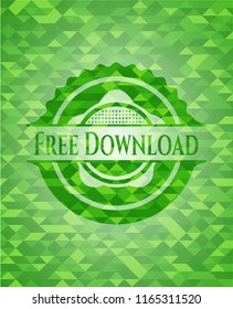 Free Download green emblem with triangle mosaic background