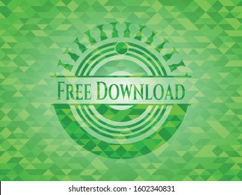 Free Download green emblem with triangle mosaic background. Vector Illustration. Detailed.