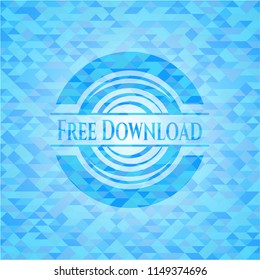 Free Download light blue emblem with triangle mosaic background