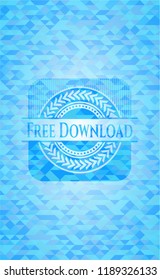 Free Download light blue emblem with mosaic background