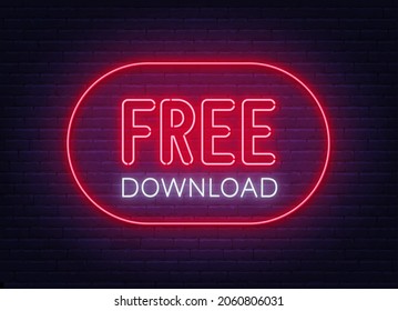 Free download neon sign on brick wall background