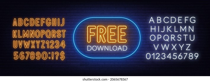 Free download neon sign on brick wall background