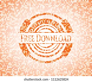  Free Download orange mosaic emblem with background